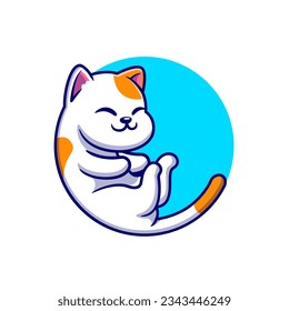 Cute Cat Sleeping Cartoon Vector Icon Illustration. Animal Nature Icon Concept Isolated Premium Vector. Flat Cartoon Style