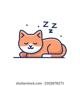 Cute cat sleeping cartoon vector flat style illustration