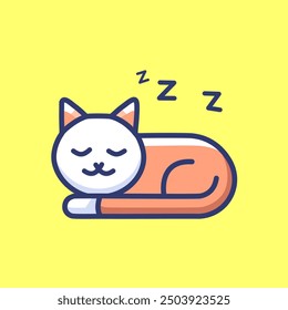 Cute cat sleeping cartoon vector flat style illustration