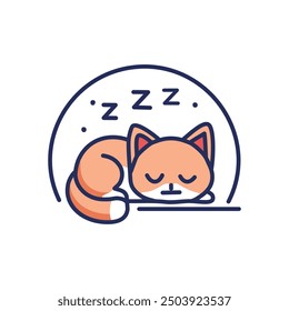 Cute cat sleeping cartoon vector flat style illustration