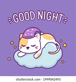 cute cat sleeping in the cloud