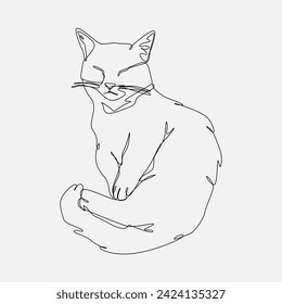 cute cat sleeping. continuous one line drawing. editable stroke. animal, pet, sleeping concept. vector illustration.