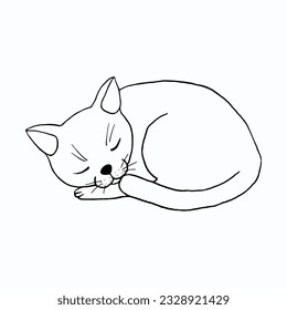 El gato lindo está durmiendo. Vector de Doodle aislado en fondo blanco