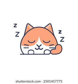 Cute cat sleeping flat style icon illustration
