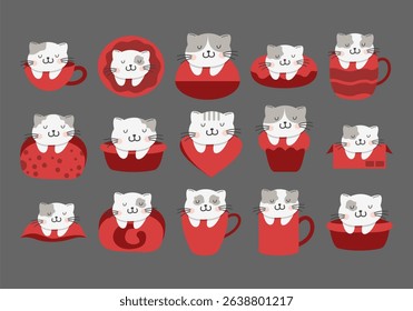 Cute Cat Sleeping Illustration Element