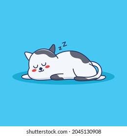 cute cat sleeping illustration in flat design