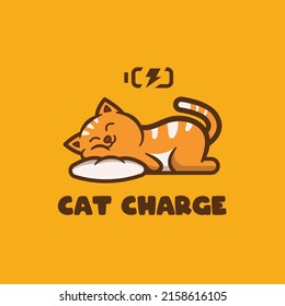 cute cat sleeping illustration in flat design