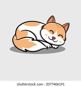 Caricatura lindo gato, pose con cara sonriente, expresión feliz. Comportamiento de gatos, lenguaje corporal, emoción. Ilustración vectorial. Impresora, plantilla de emoticones, libro infantil.