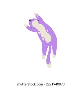 lindo gato durmiendo en la espalda dibujado a mano. ilustración vectorial.