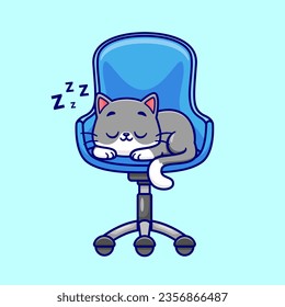 Cute Cat Sleeping On Chair Cartoon Vector Icon Illustration. Animal Nature Icon Concept Isolated Premium Vector. Flat Cartoon Style