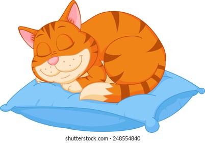 Cute cat sleeping on a pillow 