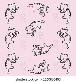 Cute cat is sleeping patterns vector illustration
