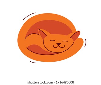 Cute cat sleeping vector illustration, domestic pet cartoon.