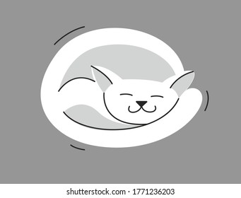 Cute cat sleeping vector illustration, domestic pet cartoon.