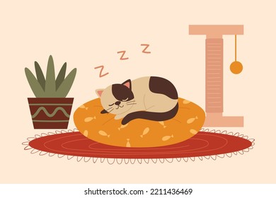 Cute cat sleeping vector illustration