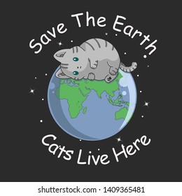 cute cat sleepy  on galaxy vector ilustration