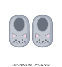 Cute cat slippers. House slippers with kitty face. Vector illustration