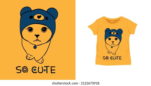 Cute cat and so cute slogan design for kids clothings, fashion graphics, t shirts, prints, posters and stickers etc
