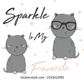 Cute Cat Slogan Tshirt Print Design