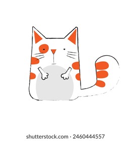 cute cat, small line drawing on white background
