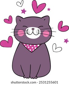 cute cat smile with heart shape royalty free image