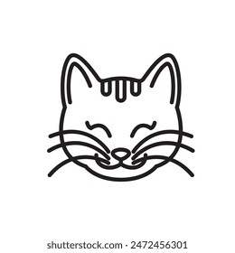 cute cat smile line mascot vector logo design