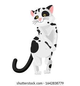 Cute Cat with smile on white background. Vector spotty cat funny character. Isolated vector illustration. Cartoon style for kid.