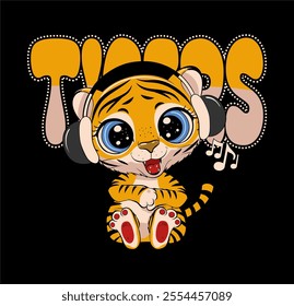 
cute cat smile tiger t-shirt graphic design vector illustration 