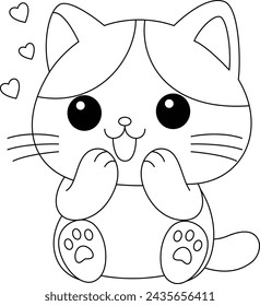 Cute cat is smiling coloring page. Cat coloring book for kids