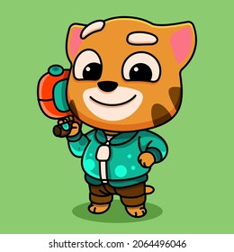 cute cat sniper suitable for logo, mascot, icon, sticker