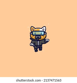 cute cat snorkelling vector illustration