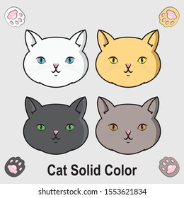 Cute Cat Solid Color Vector
