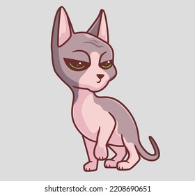 cute cat sphinx freezing. isolated cartoon animal illustration. Flat Style Sticker Icon Design Premium Logo vector. Mascot Character