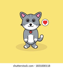 Cute Cat Stand Mascot Character Vector Illustration. Handrawn Animal In Kawaii Style. Suitable for Branding, Books, Banner, Flyer, Tshirt, Advertising, Promotion