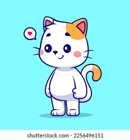 Cute Cat Standing Cartoon Vector Icon Illustration. Animal Nature Icon Concept Isolated Premium Vector. Flat Cartoon Style