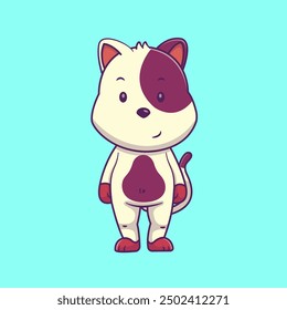 Cute Cat Standing Cartoon Vector Icon Illustration. Animal Nature. Flat Cartoon Concept.