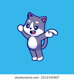 Cute Cat Standing Cartoon Vector Icon Illustration. Animal Nature Icon Concept Isolated Premium Vector. Flat Cartoon Style