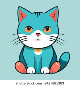 Cute cat standing cat clipart design, happy cat vector illustration