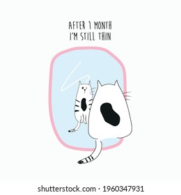 Cute cat standing in front of the mirror concept