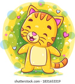 Cute cat standing and smiling of illustration