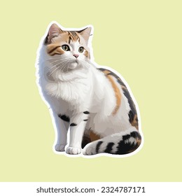 Cute cat standing sticker one culor backgruound