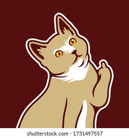 Ilustración Cuadra de Gato Mostrar Ilustración De Vector De Signo De Dedo Medio - Vector