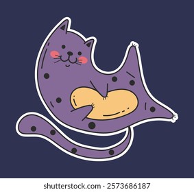 Cute cat sticker concept. Vector flat graphic design element concept illustration