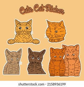 cute cat sticker with doodle style
