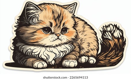 süßer Katzenaufkleber, orangefarbene Katze 