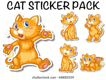 Cute cat sticker pack illustration