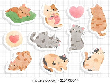 Cute Cat Sticker Sheet And Scrapbook