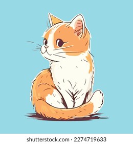 cute cat sticker vector art illustration