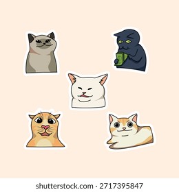 cute cat sticker vector design