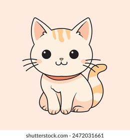 cute cat sticker, vector illustration